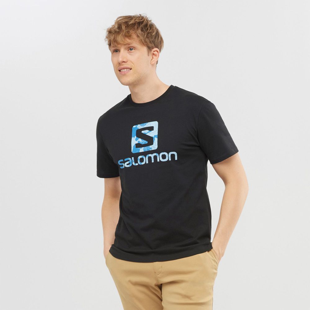 T-Shirty Męskie Salomon OUTLIFE LOGO - Czarne - Polska (743-FVAUEI)